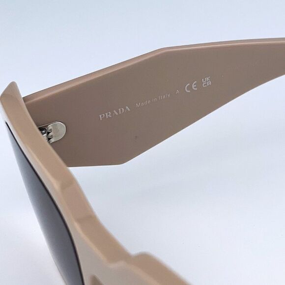 NEW Prada PR17WS VYJ6X1 Powder Beige Brown Rectangle Unisex Sunglasses